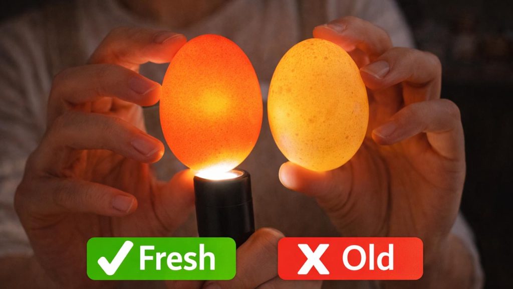 Cách kiểm tra trứng tươi hay hỏng bằng cách soi đèn