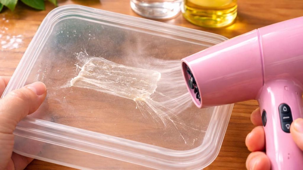 Cách làm sạch vết băng dính bằng máy sấy tóc