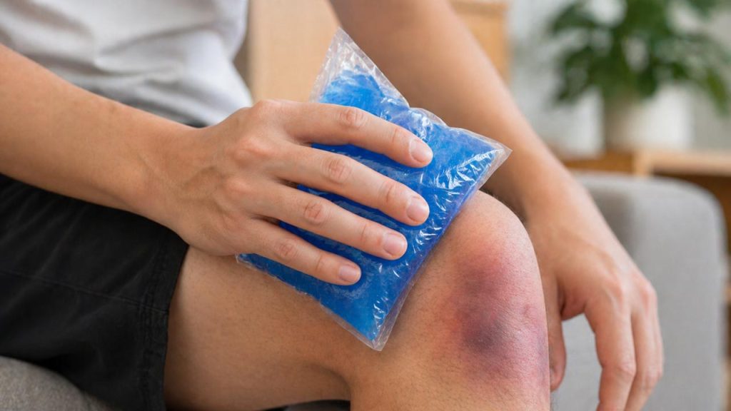 Chườm lạnh giúp giảm nhanh sưng tấy do va đập ở đầu gối