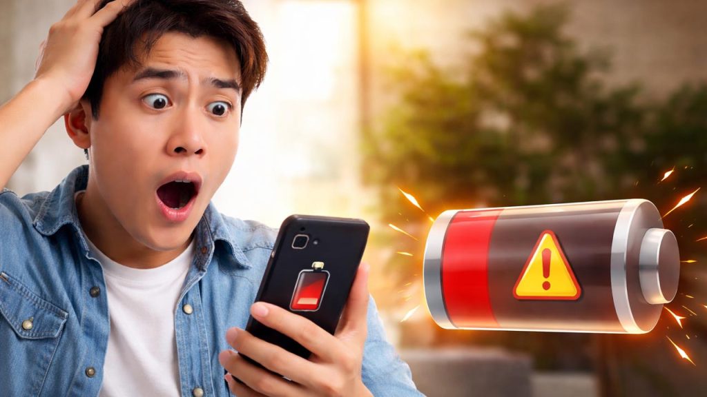 Người dùng giật mình khi phát hiện điện thoại sắp hết pin và cần tìm cách tiết kiệm pin hiệu quả