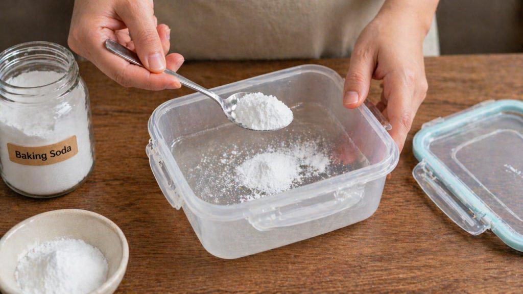 Sử dụng baking soda để khử mùi hộp cơm nhựa mới