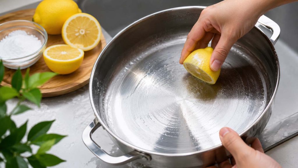 Dùng chanh giúp đánh bóng đồ inox tự nhiên và làm sạch nồi inox