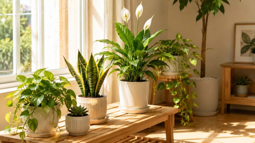 Cây cảnh trong nhà được đặt gần cửa sổ có ánh sáng tự nhiên