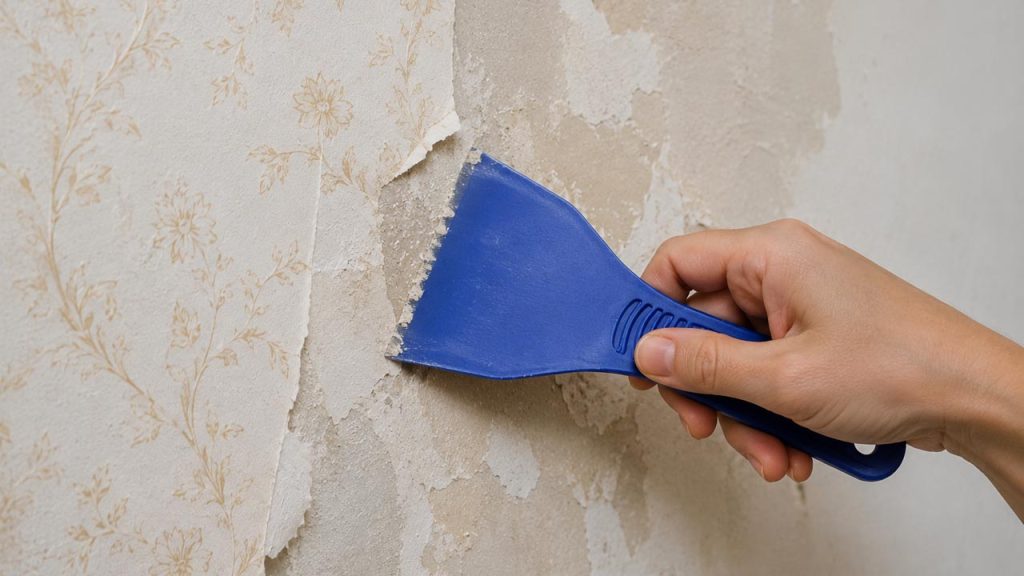 Dùng bay nhựa để bóc giấy dán tường không tróc sơn