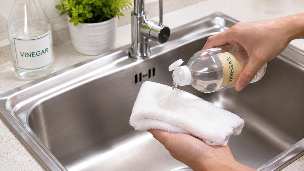 Dùng giấm trắng để làm sạch inox sáng bóng và loại bỏ vết bẩn