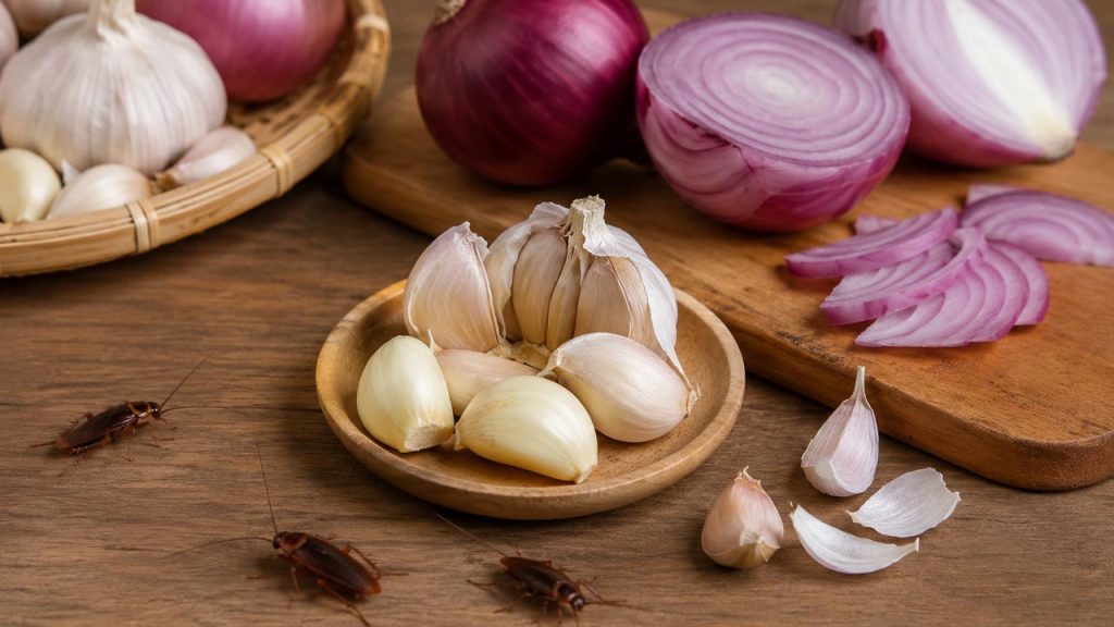 Dùng hành tây và tỏi để xua đuổi gián trong nhà