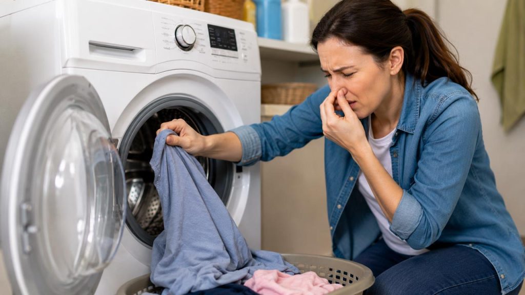 Không để quần áo ướt trong máy giặt quá lâu để tránh mùi hôi