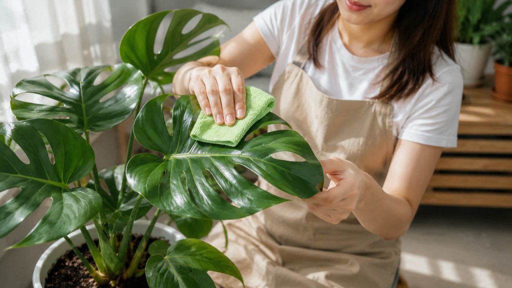 Lau bụi trên lá cây giúp cây xanh và bóng đẹp hơn