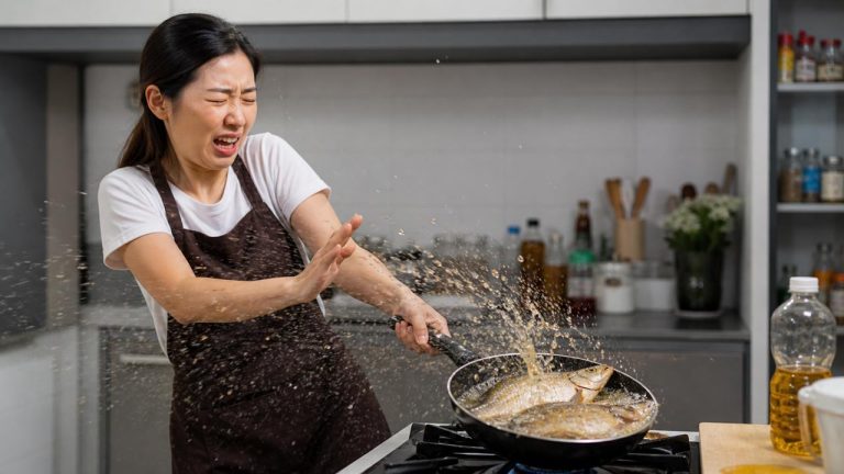 Mẹo tránh bắn dầu khi chiên cá trong chảo nóng