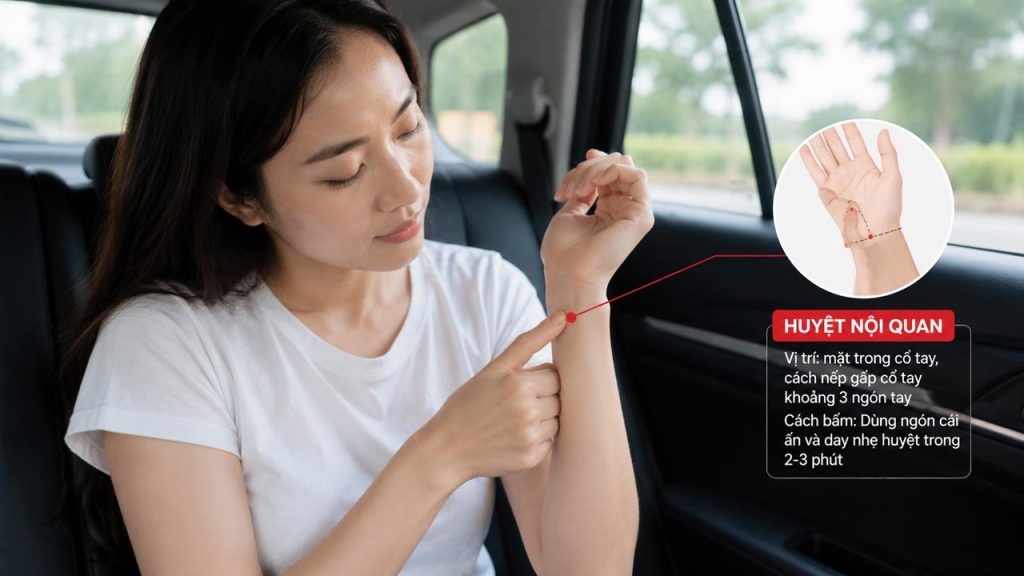 Bấm huyệt nội quan hỗ trợ giảm say xe khi đi xa