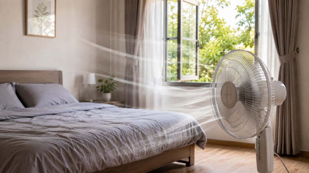 Bật quạt giúp đẩy nhanh quá trình trao đổi không khí