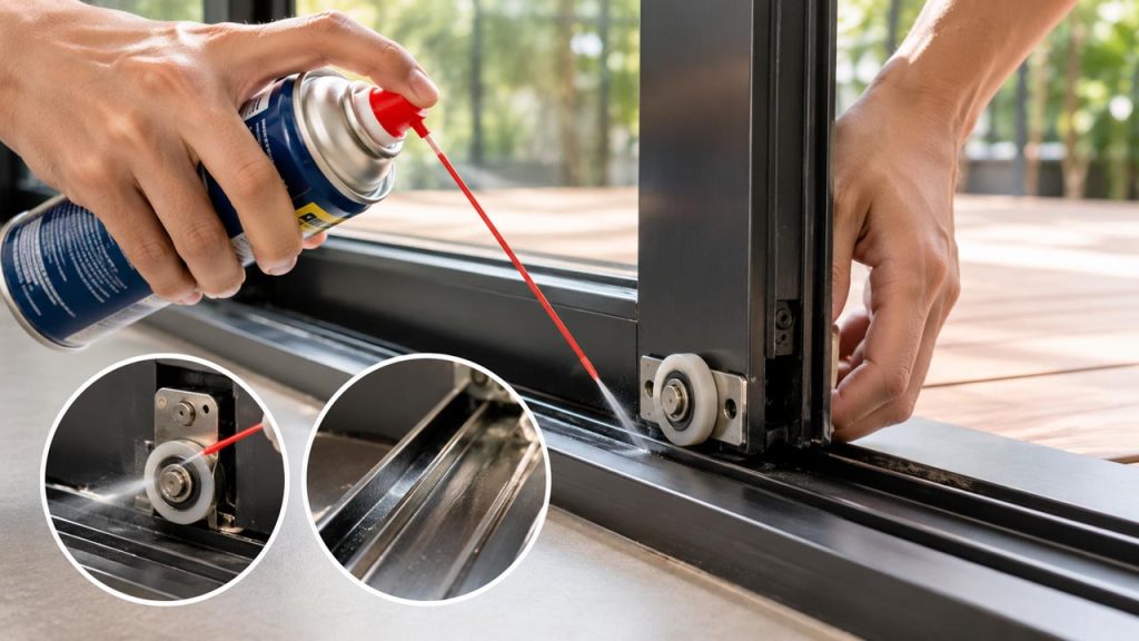 Bôi trơn bánh xe và ray cửa lùa giúp cửa không kêu két két