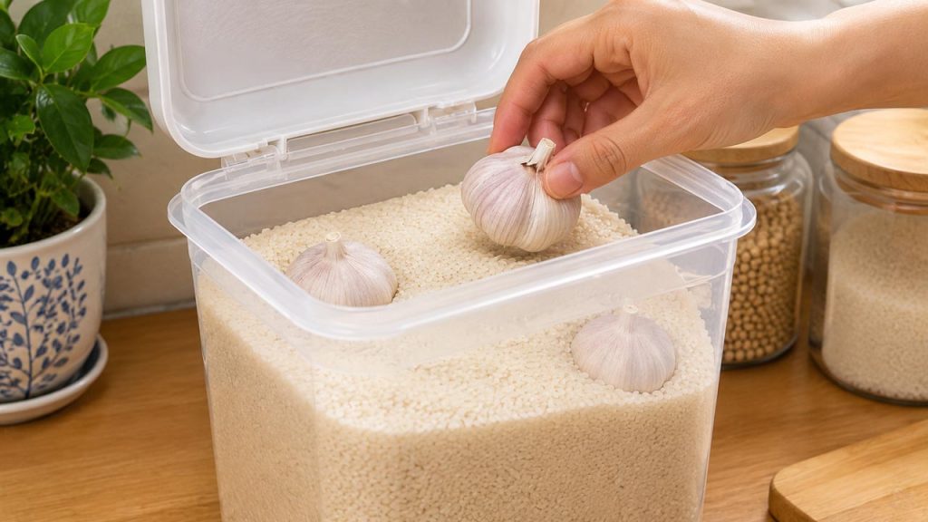 Cho tỏi vào thùng gạo để đuổi mọt tự nhiên