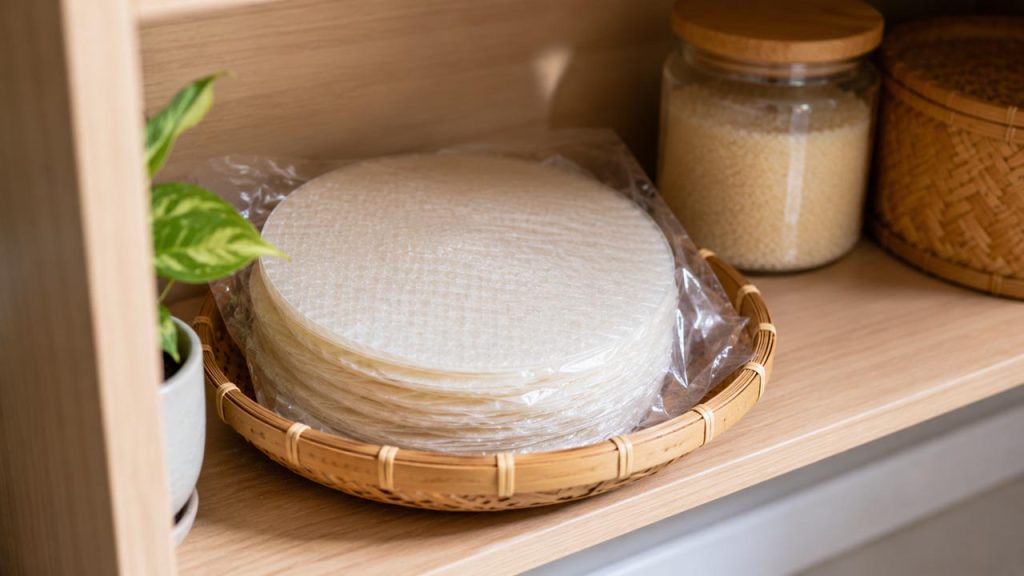 Để bánh tráng phơi sương ở nơi khô ráo thoáng mát