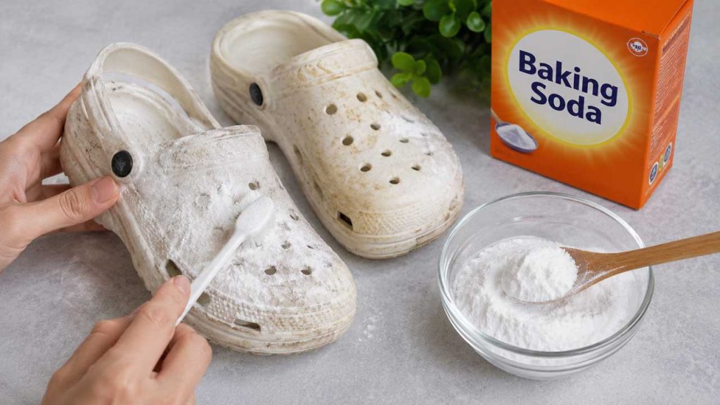 Baking soda giúp làm trắng dép xốp bị ố vàng