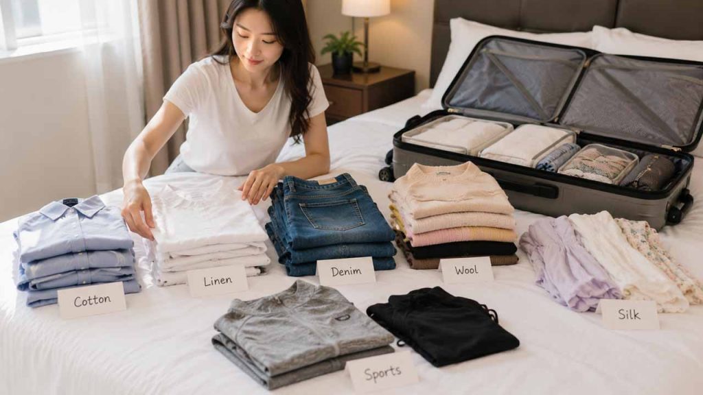 Gấp quần áo theo chất liệu giúp giữ quần áo không nhăn trong vali