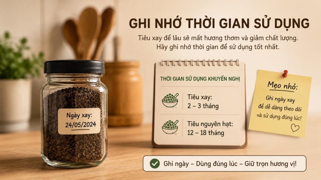 Ghi nhớ thời gian sử dụng hạt tiêu xay để đảm bảo chất lượng
