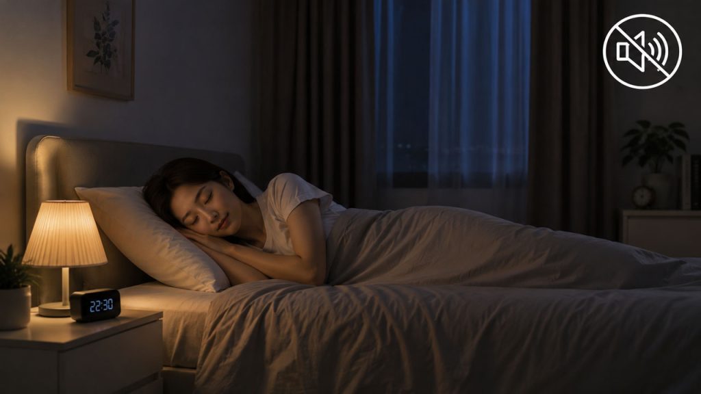 Phòng ngủ yên tĩnh với ánh sáng dịu nhẹ giúp cải thiện chất lượng giấc ngủ