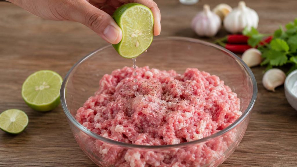 Sử dụng nước cốt chanh để khử mùi tanh thịt heo xay
