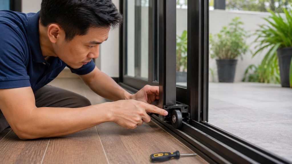 Kiểm tra bánh xe cửa lùa để phát hiện hư hỏng