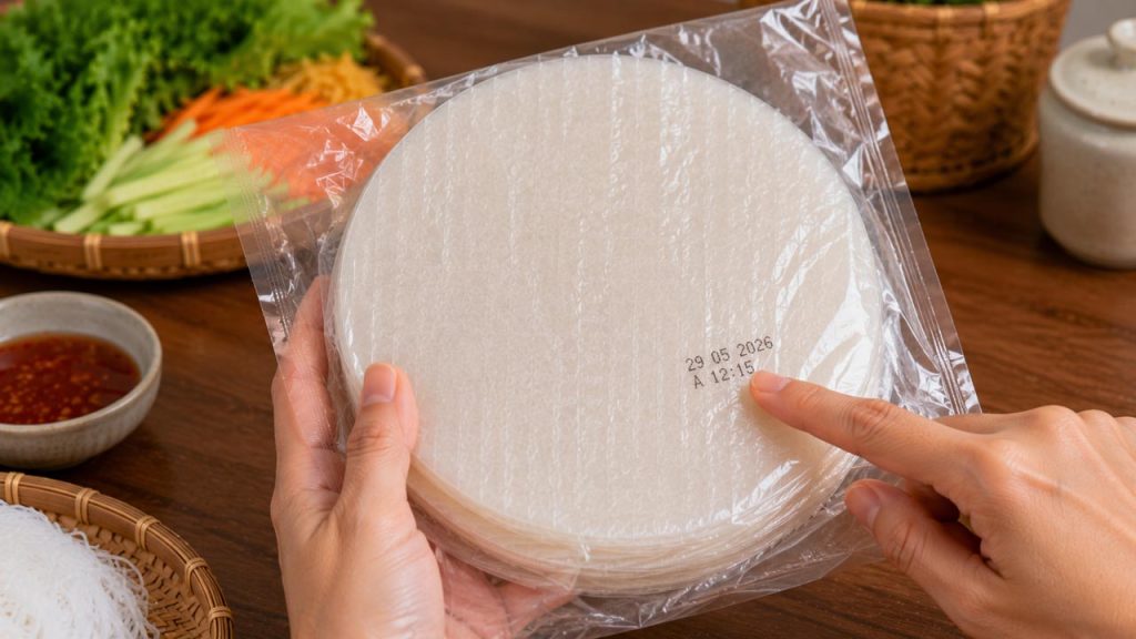 Kiểm tra hạn sử dụng của bánh tráng phơi sương