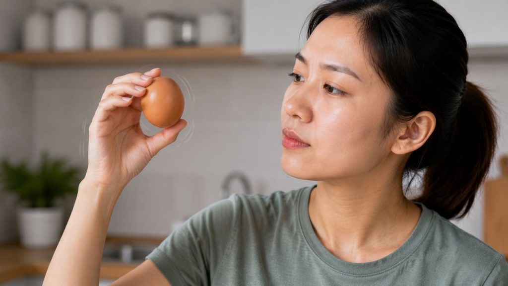 Lắc nhẹ quả trứng để kiểm tra độ tươi của trứng gà