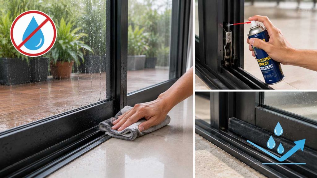 Hạn chế nước và hơi ẩm tác động lên cửa lùa