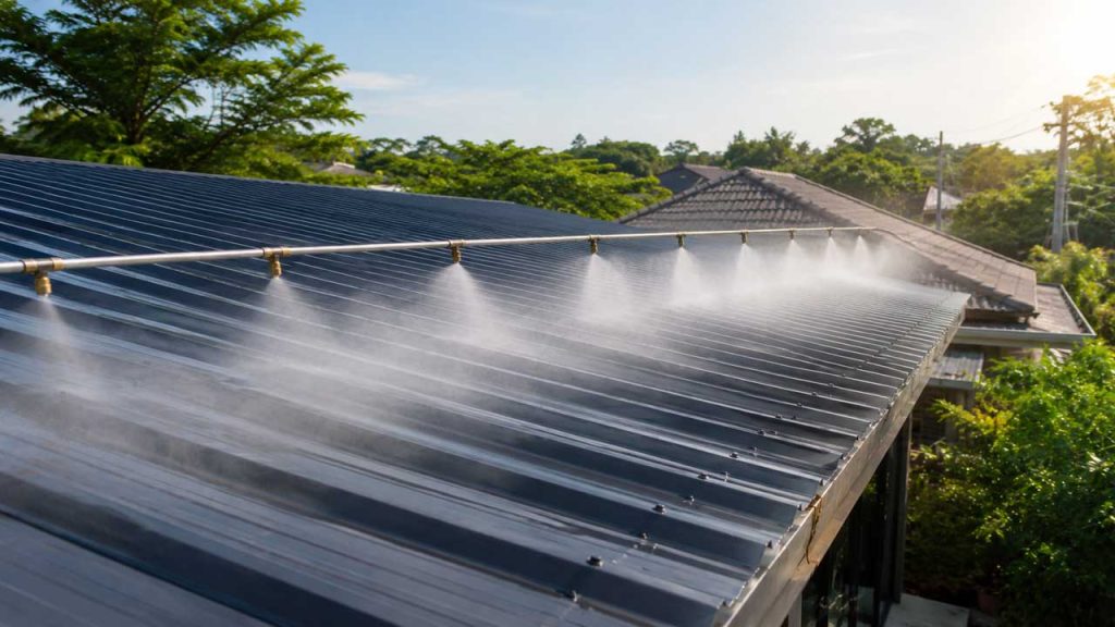 Hệ thống phun sương trên mái tôn giúp hạ nhiệt nhanh chóng