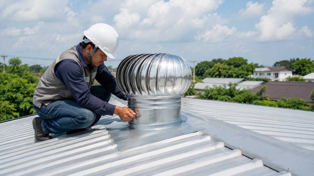 Lắp đặt quả cầu thông gió trên mái tôn giúp thoát khí nóng