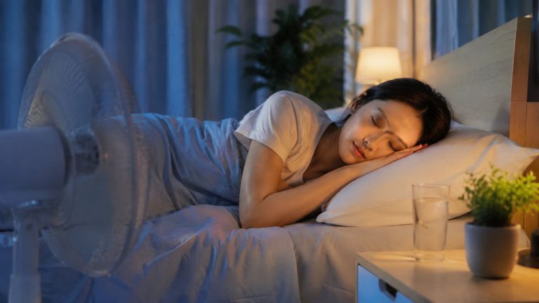 Người đang ngủ ngon trong phòng mát mẻ vào thời tiết oi bức mùa hè - Mẹo Ngủ Ngon Trong Thời Tiết Oi Bức Hiệu Quả