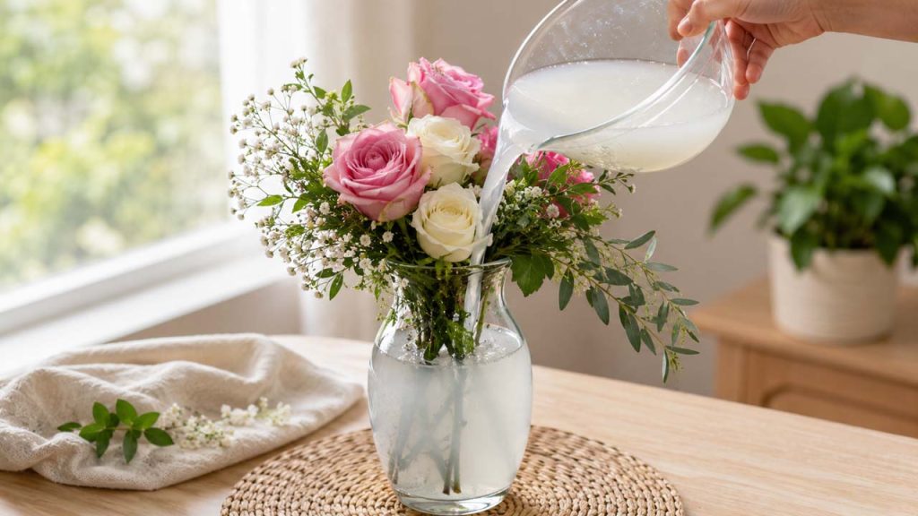 Sử dụng nước vo gạo giúp hoa tươi lâu hơn