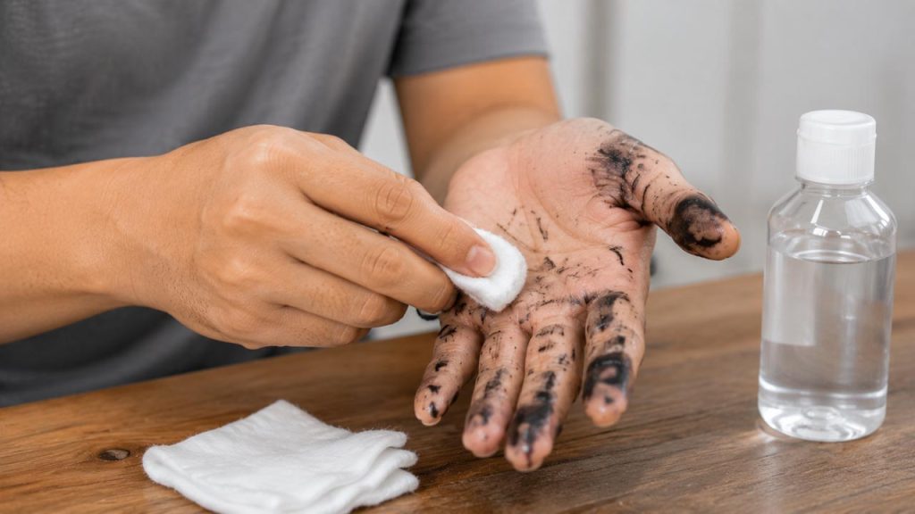 Tẩy vết sơn trên tay bằng cồn y tế