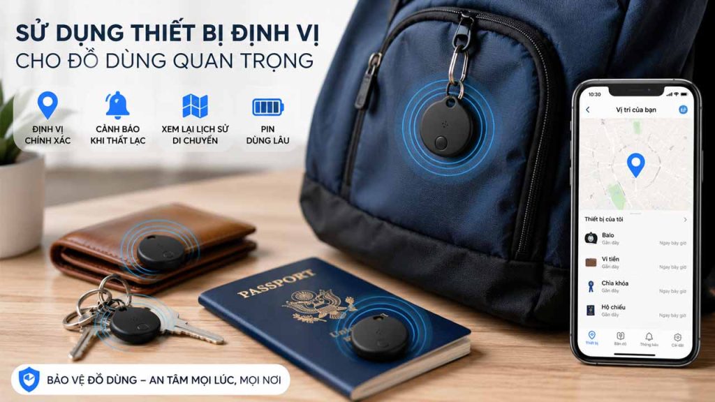 Thiết bị định vị giúp theo dõi vali và đồ dùng quan trọng khi du lịch