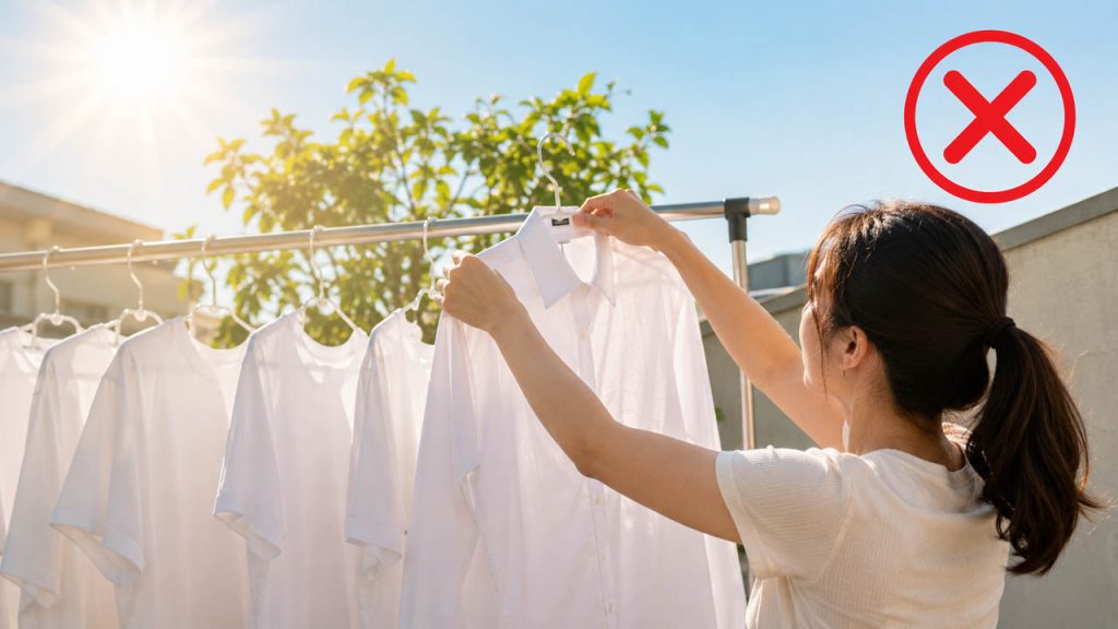 Tránh phơi áo sơ mi dưới nắng gắt quá lâu