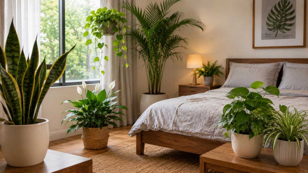 Trồng cây xanh lọc không khí trong phòng ngủ