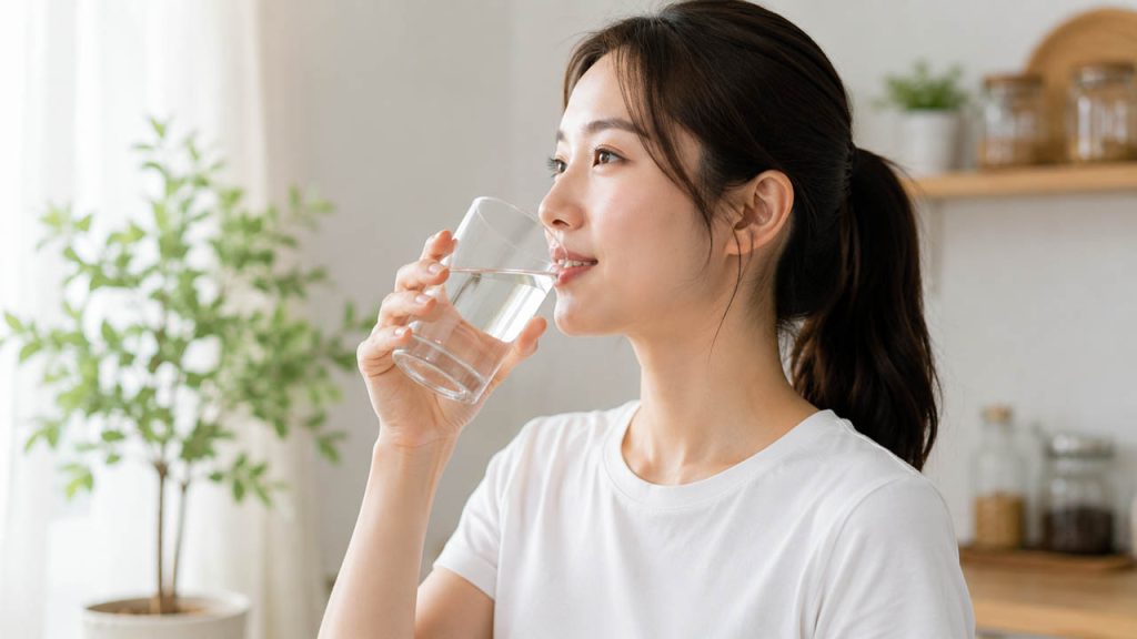 Uống đủ nước mỗi ngày giúp duy trì độ ẩm tự nhiên cho da