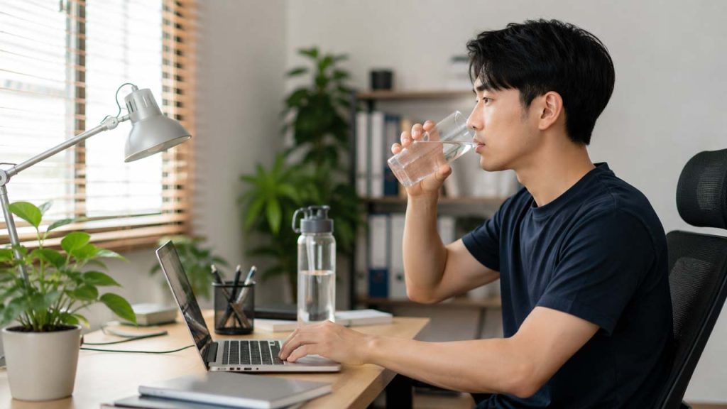 Uống đủ nước trong suốt ngày làm việc