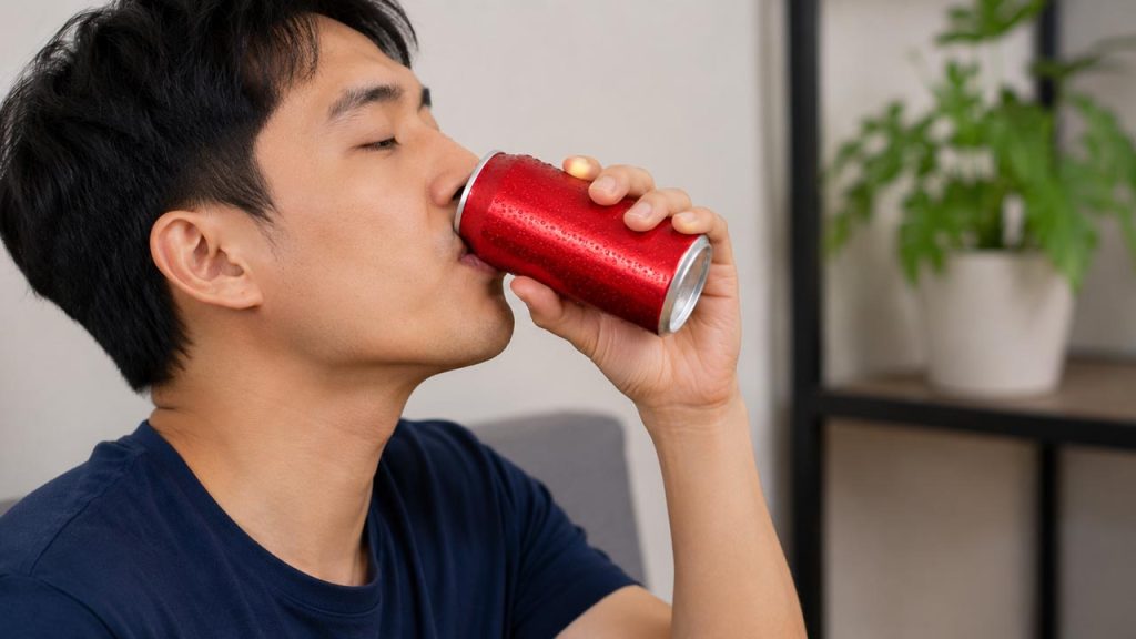 Uống trực tiếp từ lon nước ngọt để giữ ga