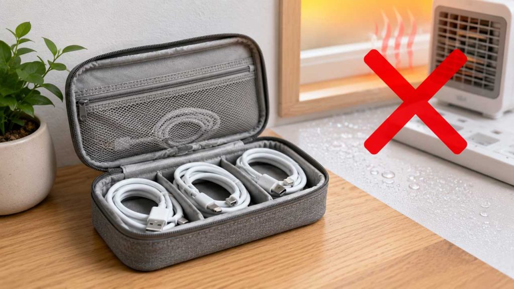 Bảo quản dây sạc ở nơi khô ráo và tránh nhiệt độ cao
