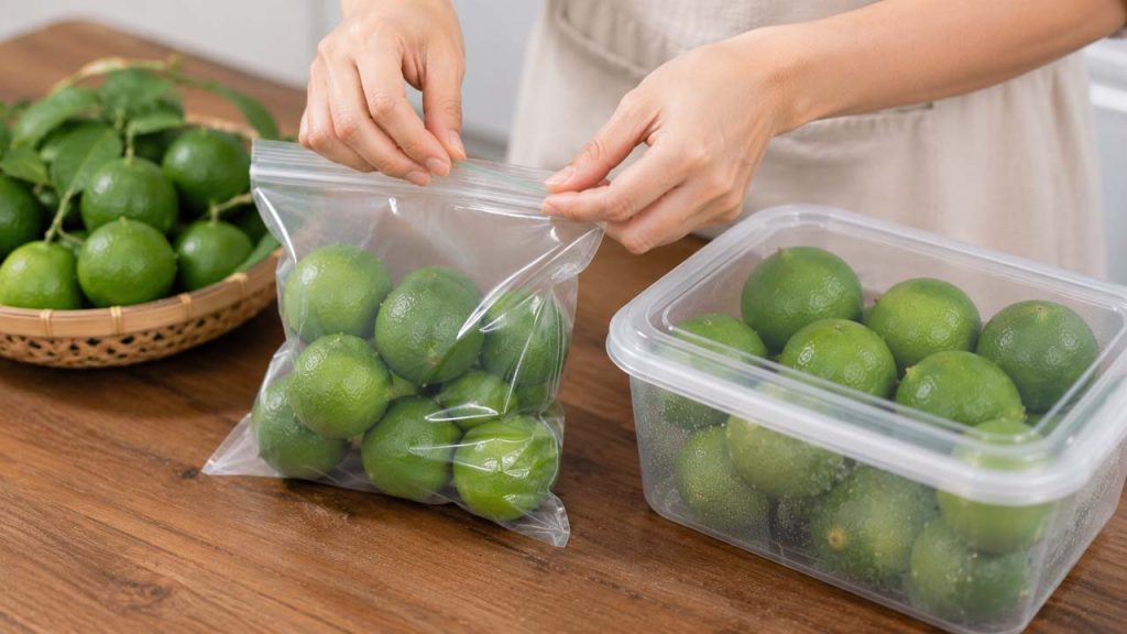 Cho chanh vào túi zip hoặc hộp kín
