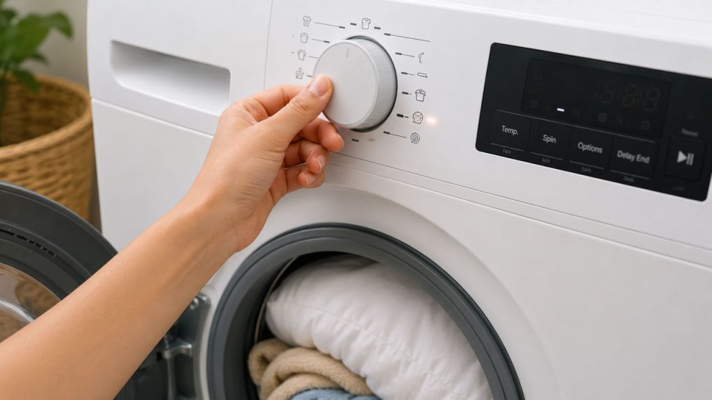 Chế độ giặt nhẹ giúp bảo vệ ruột gối