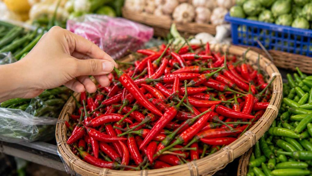 Chọn những quả ớt tươi, cuống xanh và vỏ bóng để bảo quản được lâu hơn