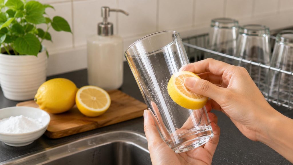 Đánh bóng ly thủy tinh bằng chanh