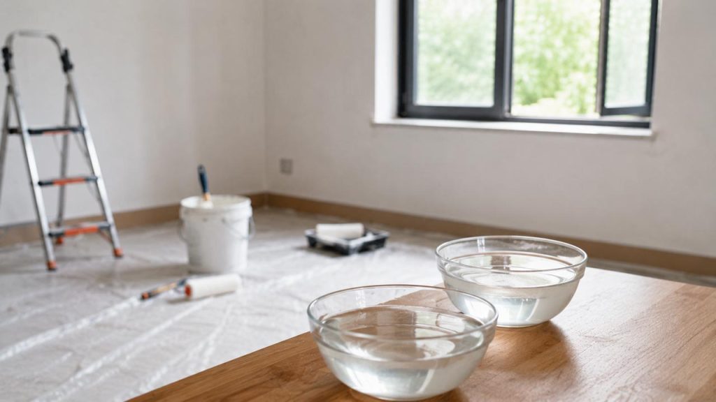 Đặt giấm trắng giúp hút và giảm mùi sơn mới trong phòng
