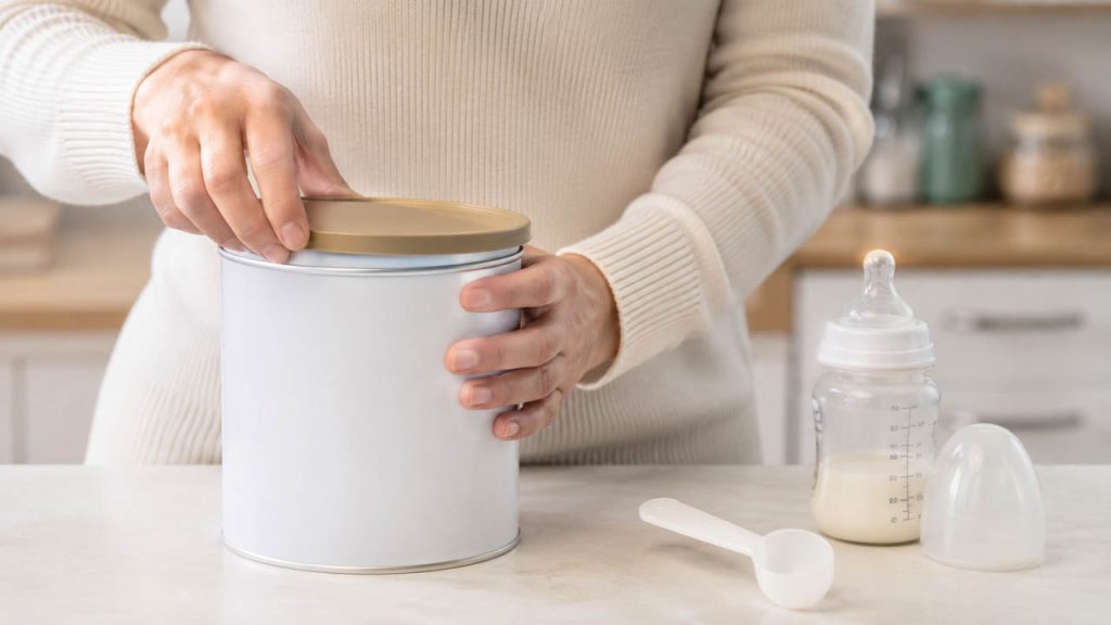 Đậy kín nắp hộp sữa bột ngay sau khi lấy sữa