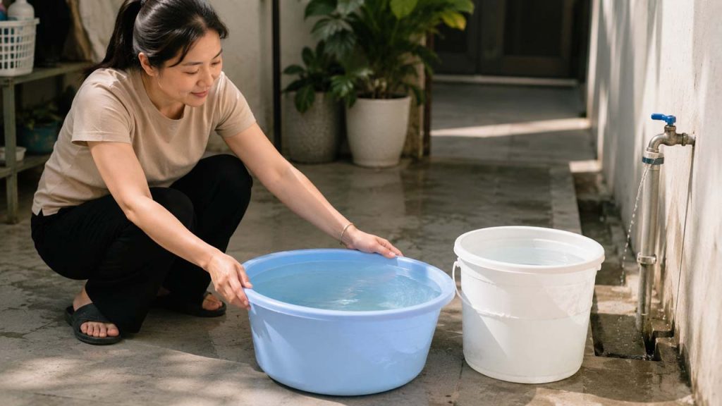 Để nước trong bình hoặc xô không đậy kín giúp giảm mùi clo