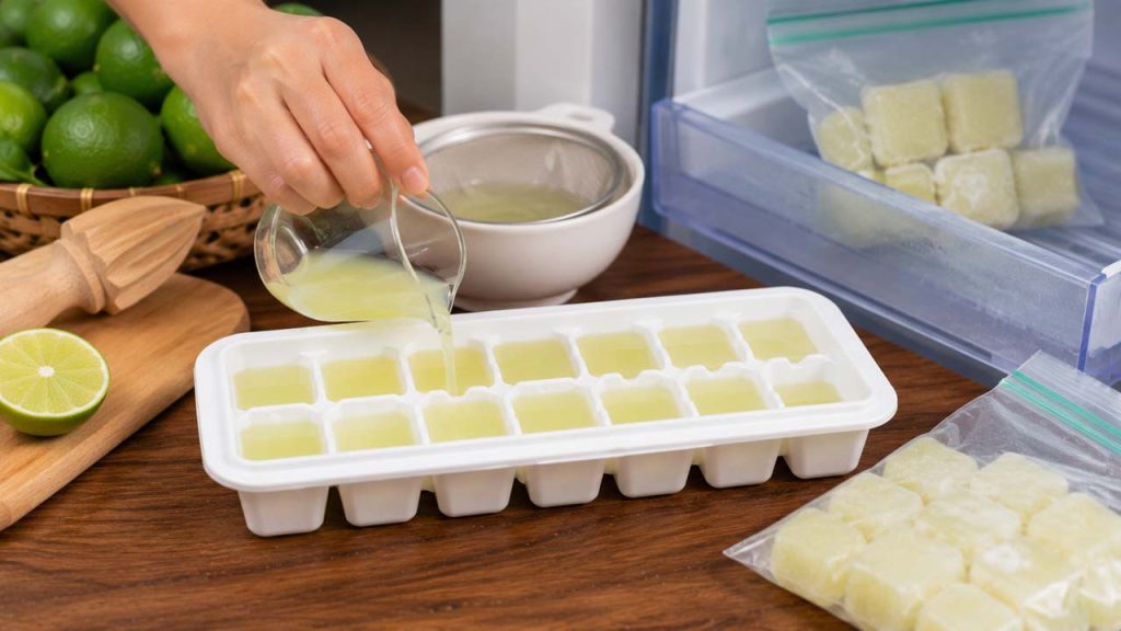 Đông lạnh nước cốt chanh để dùng dần