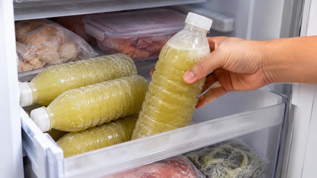 Đặt chai nước mía vào ngăn đông khi chưa có nhu cầu sử dụng trong thời gian ngắn
