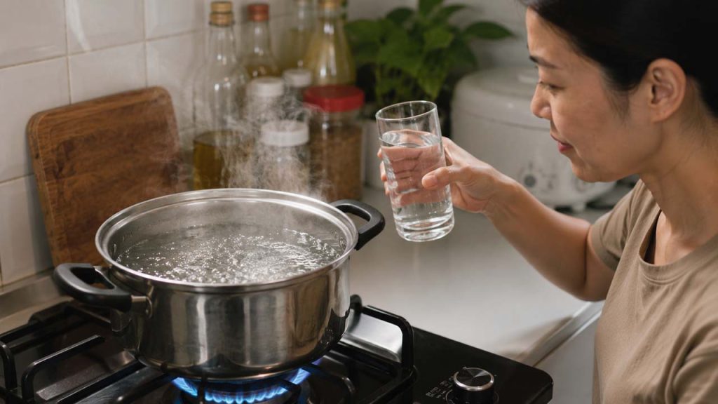 Đun sôi nước trước khi sử dụng để giảm mùi clo
