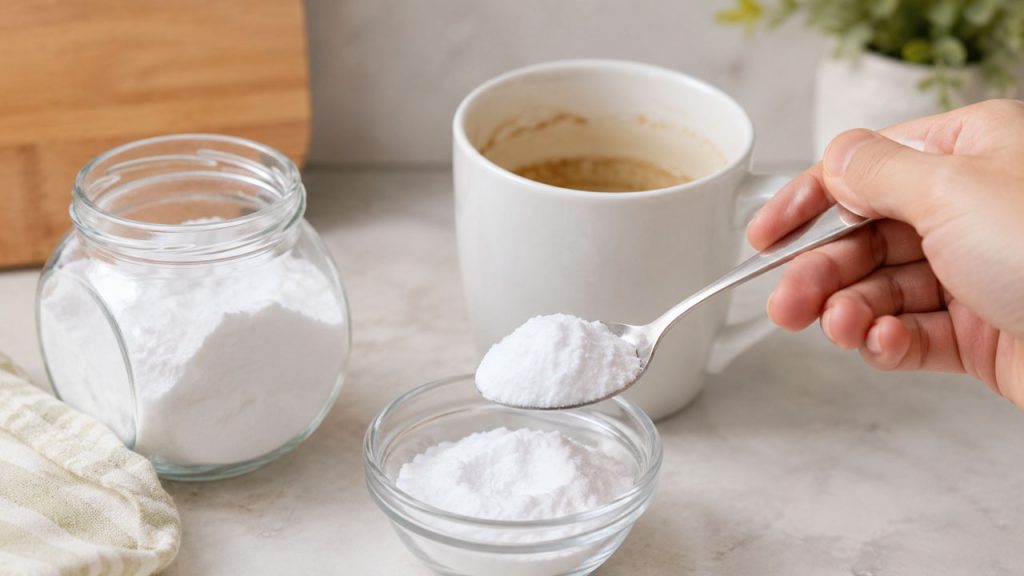 Dùng baking soda làm sạch cốc sứ bị ố vàng